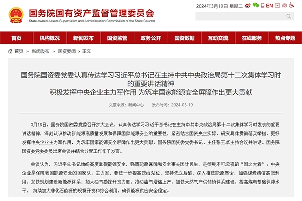 國務院國資委:超前部署研究先進儲能等戰略性前沿技術