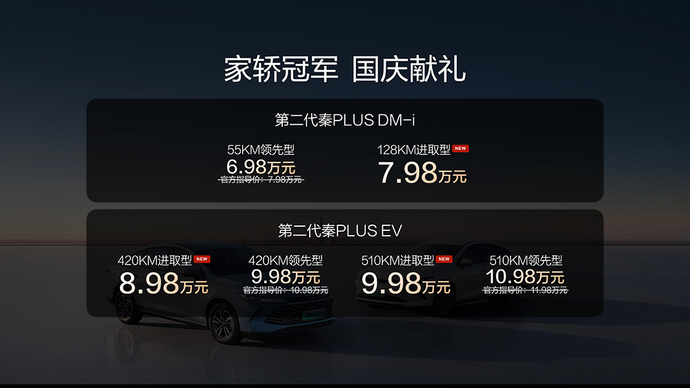 第二代秦PLUS上新6.98萬元起