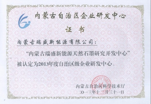 瑞盛新能源天然石墨研發(fā)中心被認定為省級中心