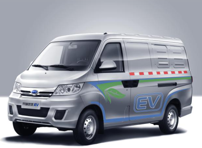 圖為領(lǐng)跑新能源商用車的開瑞優(yōu)優(yōu)EV