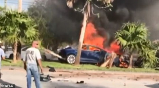 美國男子駕駛特斯拉遇車禍  一天后電池反復起火燃燒