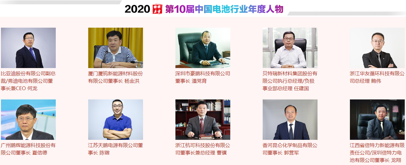 中國(guó)電池行業(yè)年度人物 中國(guó)電池行業(yè)年度人物