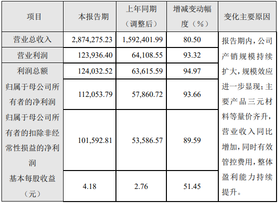 廈鎢新能2022年主要財務指標以及變動原因分析