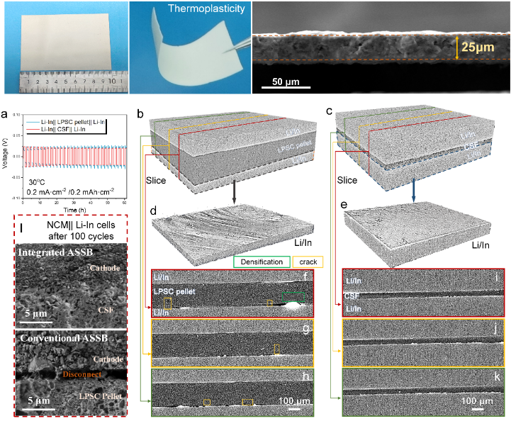 圖1 硫化物固態電解質膜的照片和SEM展示以及SX-CT對應力耗散機制的解析