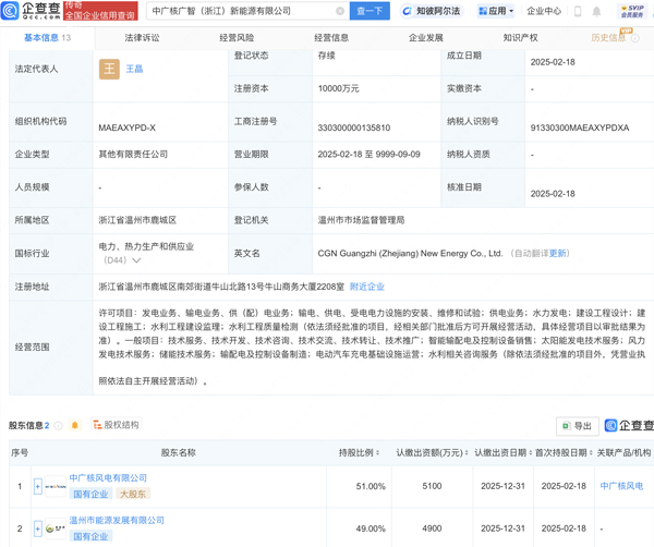 中廣核廣智（浙江）新能源有限公司