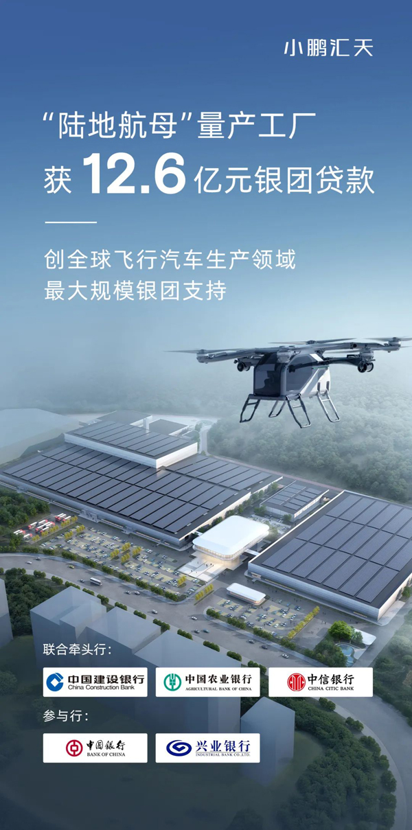 12.6億！小鵬匯天量產工廠獲全球飛行汽車生產領域最大銀團貸款